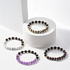 Natural Wood & Stone Round Beaded Stretch Bracelet BJEW-JB07817-2