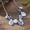 Summer Beach Alloy Colorful Enamel Starfish & Shell Bib Necklaces NJEW-B113-01-1