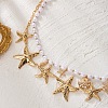 Zinc Alloy Starfish Link Imitation Pearl Beaded Double Layer Waist Chains for Women WGE4E14-01-5