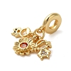 Rack Plating Brass Pave Colorful Cubic Zirconia European Dangle Charms KK-P279-44G-2