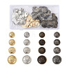 64Pcs 16 Style Brass Shank Buttons BUTT-TA0001-11-10