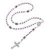 Cross & Virgin Mary Alloy Rosary Bead Necklaces NJEW-JN05123-04-4