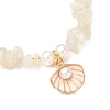 3Pcs Natural Moonstone & Rose Quartz & Synthetic Turquoise Chips & Shell Pearl Beads Bracelets Sets BJEW-JB12413-5