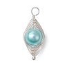 Copper Wire Wrapped Shell Pearl Pendants PALLOY-JF03115-4