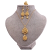 Teardrop Brass Pendant Necklace & Hoop Earrings & Finger Ring for Women FS-WGC4231-01-5