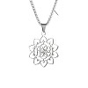 201 Stainless Steel Laser Cut Lotus Flower Pendant Necklaces FS-WG19C45-01-2