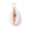 Natural Cowrie Shell Pendants PALLOY-JF02662-01-2