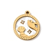 12 Constellations 304 Stainless Steel & Natural Shell & Rhinestone Pendants SA-CBAA9A2-06G-06-1