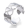 304 Stainless Steel Textured Open Cuff Ring for Women RJEW-N040-10-1
