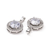 Brass Micro Pave Clear Cubic Zirconia Pendants KK-E068-VC440-3