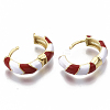 Brass Huggie Hoop Earrings EJEW-S209-04D-4