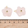 Brass & Natural Rose Quartz & Cubic Zirconia Pendants GG-CBAD360-18G-01-3