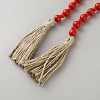 Round Natural Wood Beads Wall Hanging Decorations HJEW-WH20011-05B-2