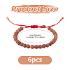 6Pcs Round Natural Rudraksha Beaded Braided Bead Bracelets BJEW-DC00021-2