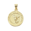 Flat Round Real 18K Gold Plated Rack Plating Brass Pendants X-KK-Z074-19G-02-1