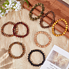 16Pcs 8 Styles Natural Sandalwood Round Beaded Stretch Bracelet for Men Women BJEW-GO0001-36-3