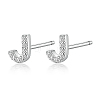 Rhodium Plated 925 Sterling Silver Initial Letter Stud Earrings HI8885-10-1