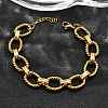 304 Stainless Steel Oval Link Chain Bracelets for Women LS-BJEW-R021-09G-2
