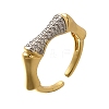 Brass Micro Pave Clear Cubic Zirconia Cuff Rings for Women RJEW-U035-06GP-4