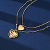 304 Stainless Steel & Plastic Colorful Heart Pendant Double Layer Necklaces for Women NJEW-U032-11G-3