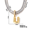 Golden Tone Brass Pave Clear Cubic Zirconia Letter Pendant Necklaces for Women YX4437-21-1