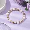 Round 304 Stainless Steel & Natural White Jade Beaded Stretch Bracelets for Women BJEW-JB11055-01-2