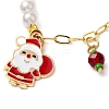 Christmas Theme Glass & Alloy Enamel Charm Bracelets BJEW-JB10907-4