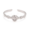 Non-Tarnish 304 Stainless Steel Flat Round Open Cuff Ring for Women RJEW-C025-26P-3