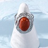 Oval Natural Red Jasper Finger Rings RJEW-M063-01P-12-2