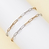 2Pcs 304 Stainless Steel Two Tone Paperclip Chains Bracelets for Women BJEW-JB12741-3