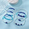 6Pcs 6 Style Glass & Lampwork Evil Eye & Hamsa Hand Beaded Stretch Bracelets Set BJEW-JB09415-2