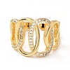 Cubic Zirconia Interlocking Oval Open Cuff Ring RJEW-H101-31G-2