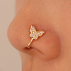 Butterfly Brass Micro Pave Clear Cubic Zirconia Clip on Nose Rings WGE7DEE-01-1