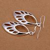 Silver Color Plated Brass Leaf Dangle Earrings EJEW-BB11801-2