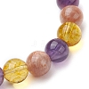 Natural Quartz Crystal & Amethyst & Sunstone Beaded Stretch Bracelets for Women BJEW-TA00552-4