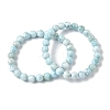 Round Natural Hemimorphite Beaded Stretch Bracelets for Men Women BJEW-B136-01B-4