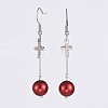 Glass Pearl Dangle Earrings EJEW-JE03965-3