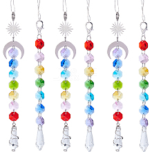 SUNNYCLUE 6Pcs 2 Style Electroplate Octagon Glass Beaded Pendant Decorations HJEW-SC0001-32