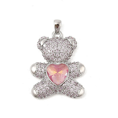 Brass Micro Pave Cubic Zirconia Pendants KK-P300-03P-02-1