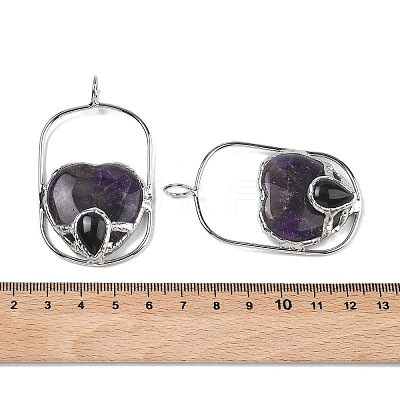Natural Amethyst & Obsidian Big Pendants G-Z142-01P-A02-1