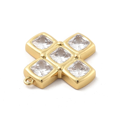 Brass Micro Pave Clear Cubic Zirconia Pendants X-KK-L228-44B-G-1