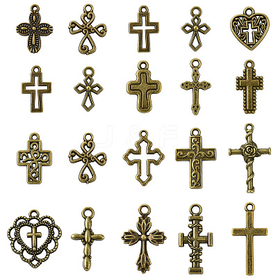 100 Pcs 20 Styles Tibetan Style Alloy Pendants FIND-CJ0003-90-1