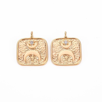 Brass Micro Pave Clear Cubic Zirconia Pendants KK-S356-745-1