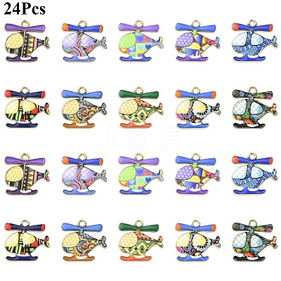 24Pcs 10 Styles Printed Alloy Pendants ENAM-YW0006-88-1