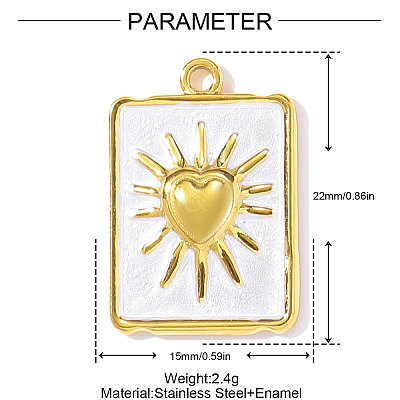 304 Stainless Steel Enamel Pendants STAS-OY002-41G-01-1