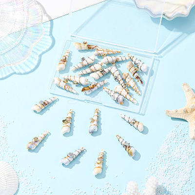 24Pcs 2 Colors Copper & Acrylic & Plastic Pendants FIND-SC0020-01-1