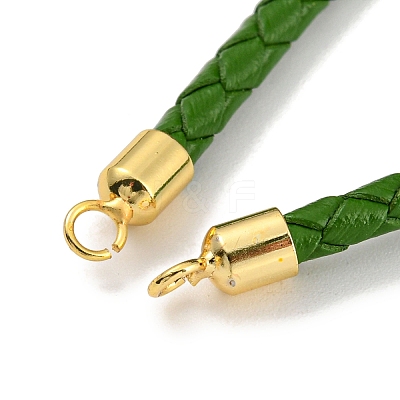 Leather Braided Cord Link Bracelets MAK-K022-01G-11-1