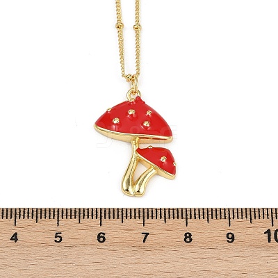 Brass FireBrick Enamel Pendant Necklaces for Women NJEW-U042-01B-G-1