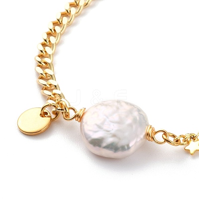 Natural Baroque Pearl Keshi Pearl Link Bracelets BJEW-JB05803-02-1