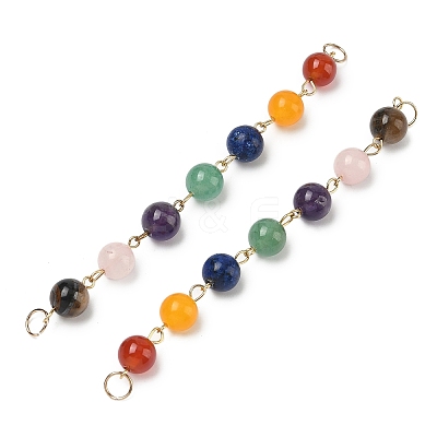 Chakra Natural Mixed Gemstone Connector Charms AJEW-AL0022-1